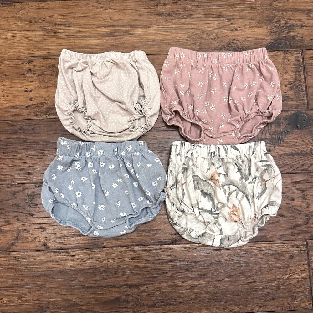 Rylee + Cru Pink, Blue, Cream & Tan Floral Baby Bloomers Set